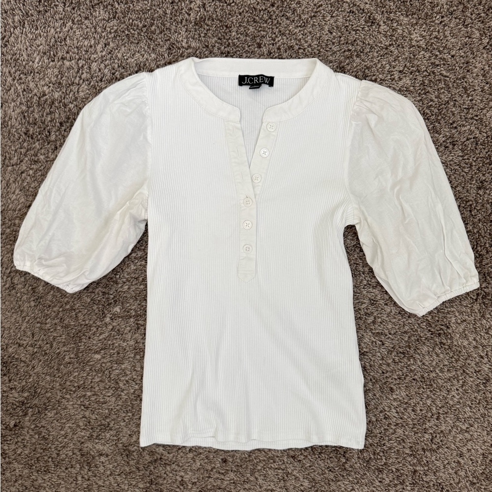 J. Crew Ivory Puff Sleeve Blouse